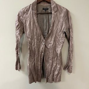 EILEEN FISHER Champange Neutral Grey jacket M Metallic Satin Coat.